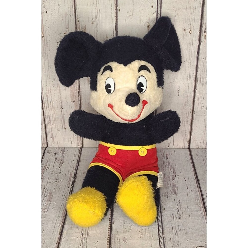 13" 1970 Vintage Mickey Mouse Plush California Stuffed Animal Disney Red Mouth